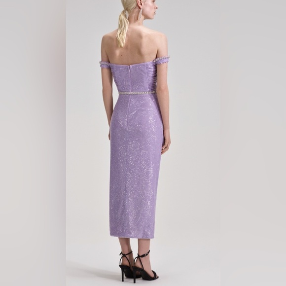 Self-Portrait lilac midi sequin dress gown NWT - Picture 3 of 11